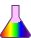 Beaker filled with rainbow-coloured liquid.