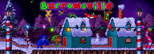Burrowsville (Jazz Jackrabbit 2: Christmas Chronicles fan-shrine) header image.