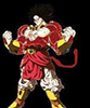A hyper-pixelated and bulky SSj4 Broly with his fists clenched.