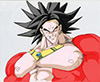 A close-up of SSj4 Broly.