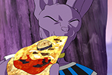 Beerus eating pizza