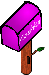 Small purple mailbox.